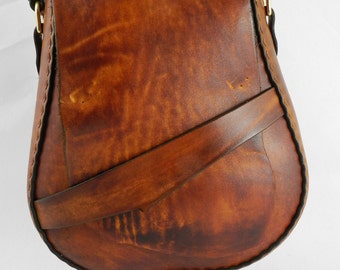 Handmade Leather Shoulder Bag - Hand-dyed Latigo, hand-stitched - Solid Brass hardware
