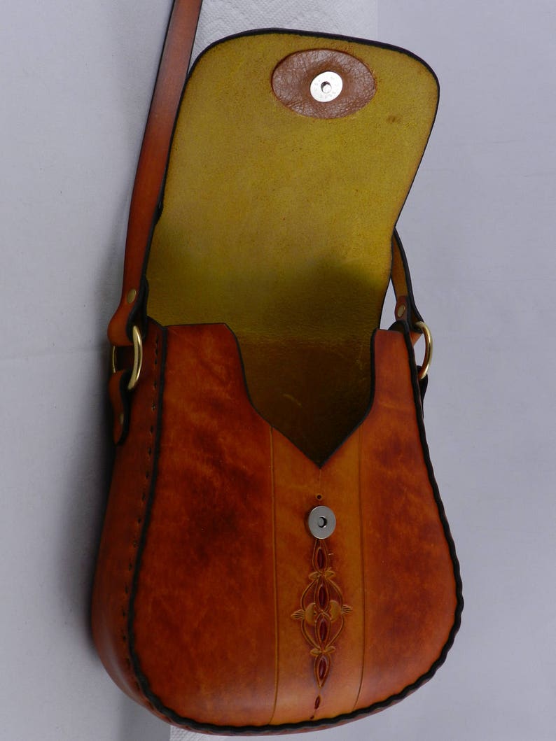 Handmade Tooled Latigo Leather Shoulder Bag Crossbody Bag - Etsy