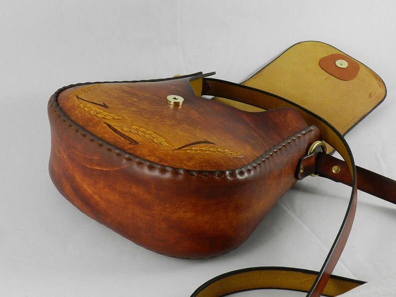 Handmade Latigo Leather Shoulder Bag Handdyed Etsy