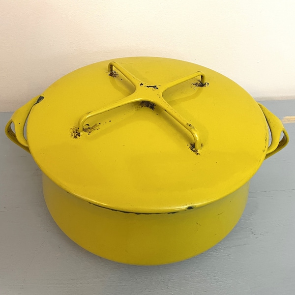 Dansk Kobenstyle Dutch Oven Mustard Yellow 4 Qt with Lid Vintage 1960s Cookware AS IS