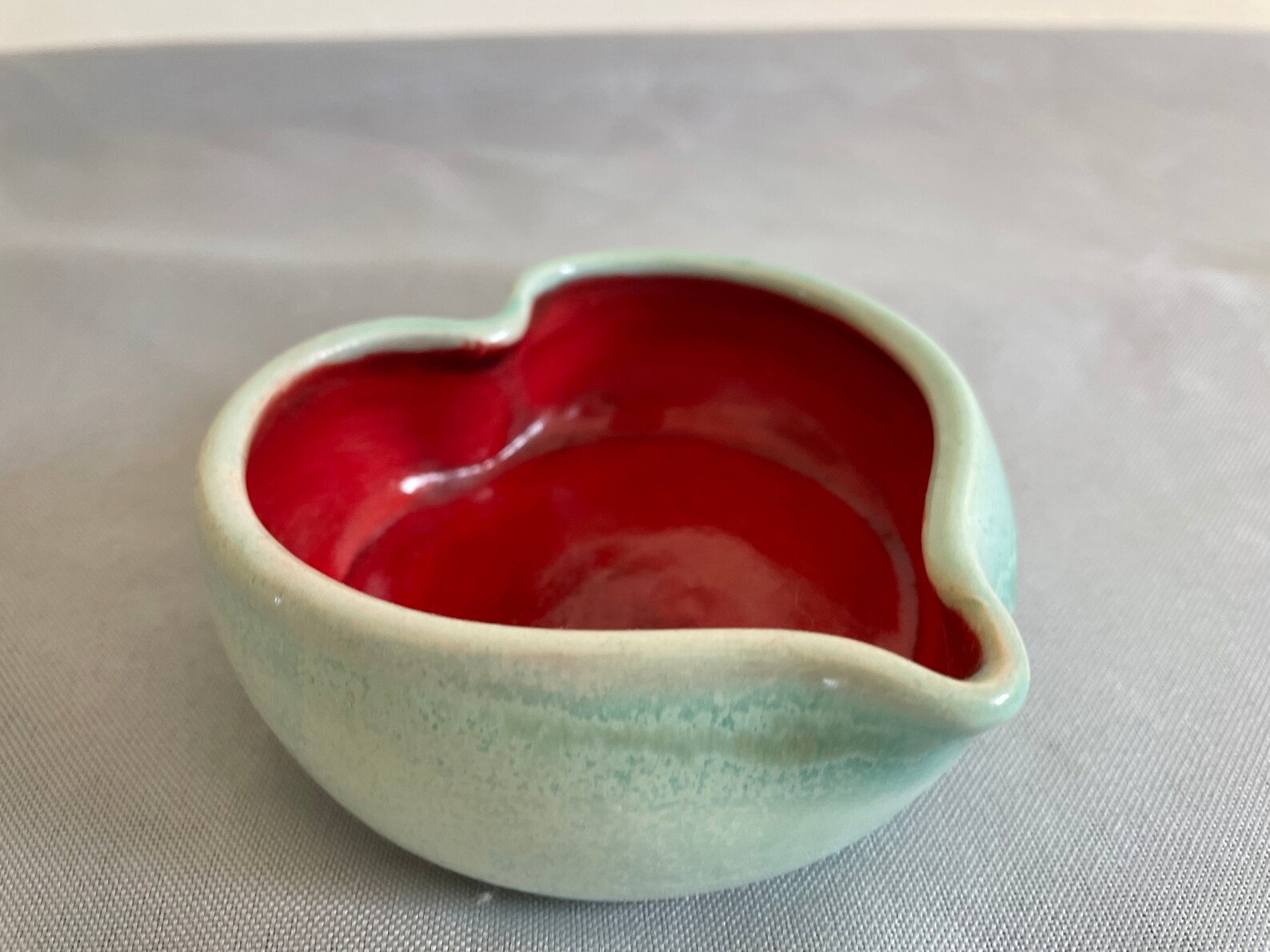 Heart Shaped Ceramic Trinket Dish Handmade Handpainted Red Etsy