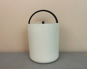 Bodum OKTETT  White + Black Plastic Ice Bucket Vintage 1980s Space Age Mod Barware