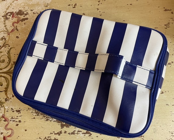 Blue + White Striped Sturdy Zippered Cosmetic Cas… - image 6
