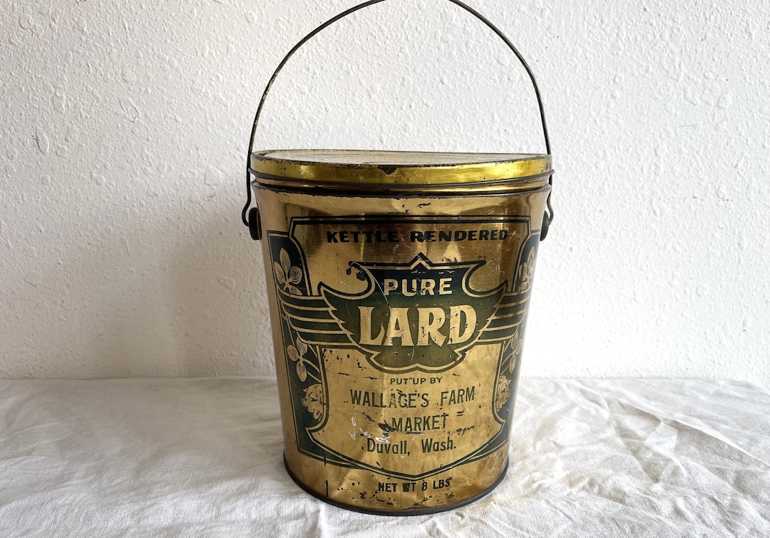 Antique Metal Lard Bucket With Lid Wallage's Farm Market Etsy