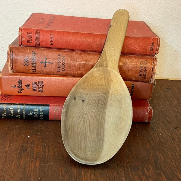 Handcarved Wooden Spoon Short Handle Vintage 1990s Kitchen Wares