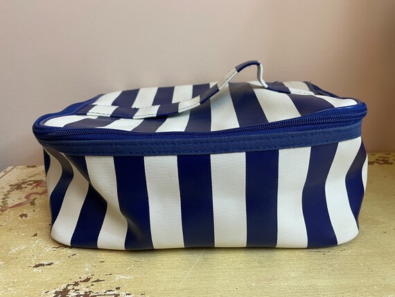 Blue + White Striped Sturdy Zippered Cosmetic Cas… - image 8