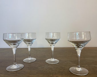 Crystal Clear Glass Cordial Cocktail Glasses Vintage 1950s Home Bar Essentials