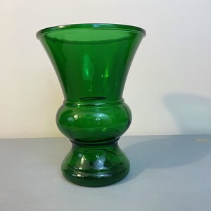 Emerald Green Glass Urn Style Vase 10 Inch NAPCO Vintage 1970s Florist Supplies Flower Arrangements