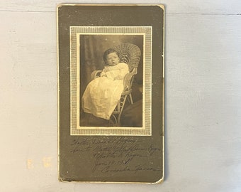 Antique Baby Picture Sepia Toned Photograph Baby Portrait Mounted on Cardstock Dated 1911