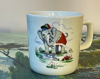 Stavangerflint JUMBO the Elephant Porcelain Mug Children's Hot Cocoa Cup Vintage 1960s Drinkware Made in Norway
