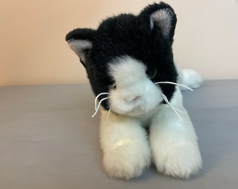 Tuxedo Cat Black + White Plush Kitty Vintage Bearington Stuffed Animal