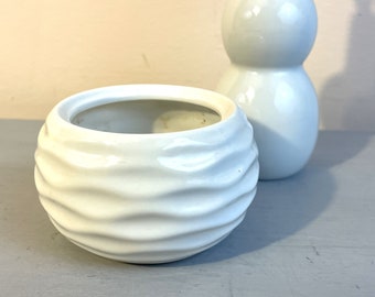 Mini White Porcelain Textured Planter Pot 2 1/4 Inches Scandi-Modern Style Home Decor
