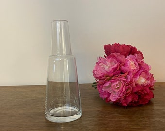 Clear Glass Modernist Water Carafe + Vase Vintage 1990s Barware
