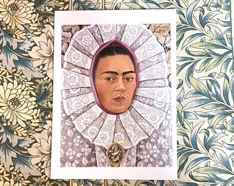 Carte postale Frida Kahlo vintage des années 1990 à encoller