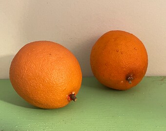 Citrus Fruit PAIR Vintage Faux Citrus Fruit Orange + Grapefruit Vintage 1970s Photo Prom + Kitchen Display