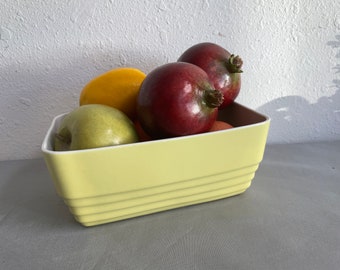 Hall Yellow Art Deco Ceramic Loaf + Casserole Baking Pan Vintage 1950s Missing Matching Lid