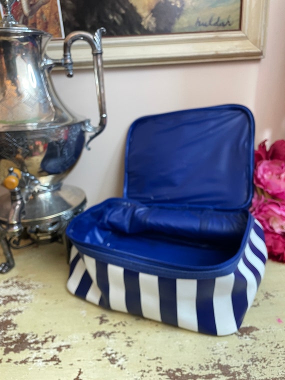 Blue + White Striped Sturdy Zippered Cosmetic Cas… - image 7