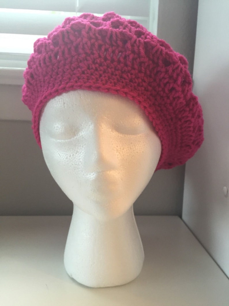Women's Handmade Crocheted Raspberry Beret Hat Tribute to | Etsy