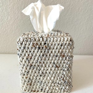 Farmhouse Crocheted Square Tissue Box Cover