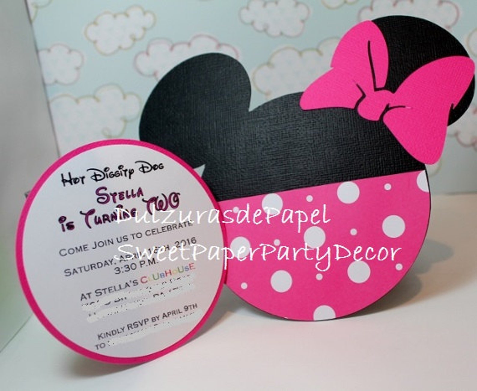 Handmade Minnie Mouse Invitationsfor Birthdays, Baby Showers Minnie