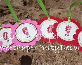 Strawaberry Shortcake Treat/Favor Tags - set of 12,  Strawberry Shortcake,  Strawberry Shortcake and Friends Party, Thank You tags.