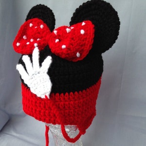 Crochet Minnie Mouse Hat, Inspired Disney Character Hat, Red Minnie Mouse Hat, Toddler Hats, Minnie Mouse Party Hat, Adult Hats. Unique Hats