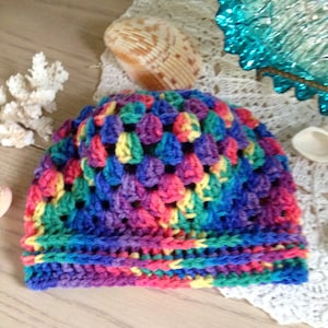 Crochet Rainbow Hat, Slouchy Hat, Beanie Hat, Rainbow Hat, Beach Hat, Summer Hat, Adult Hat, Sun Hat, Spring Hat, Hippy Hat, Colorful Hat