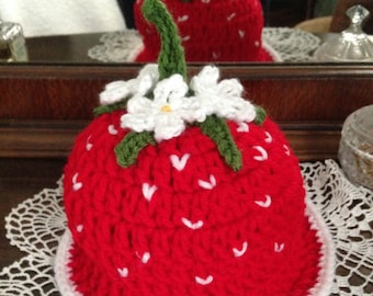 Strawberry Hat, Baby Beanie, Girl's Crochet Hat, Toddler Hat, Baby Crochet Hat, Fruit Hat,Kid's Photo Prop, Baby Shower Gift, Handmade Hat's