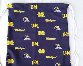 University of Michigan Drawstring Backpack, U of M Gym Bag