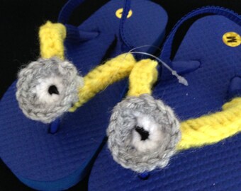 Crochet Minions Flip Flops, Kids Summer Shoes