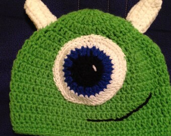 Crochet Monster Hat, Monster Inc Inspired Hats, Green Monster Hat, Toddler Hat's, Monster Inc Birthday Party, Hats for Disney