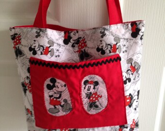 Inspire Mickey Mouse and Minnie Mouse Tote Bag, Toddler Bags, Travel Bag, Dance Bag, Mickey Mouse, Handmade Bags, School Bags, Unique Bags