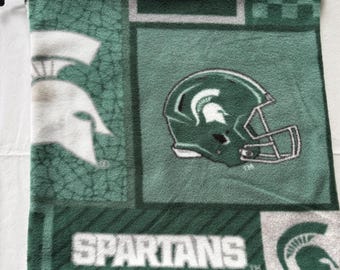 Handmade Michigan State Spartans Fleece Drawstring Bag