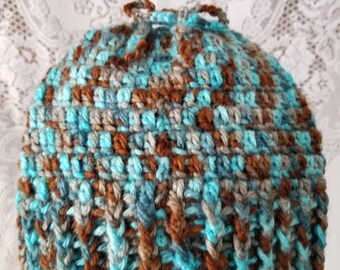 Crochet Messy Bun Beanie, Ponytail Hat, Soft Yarn, Adjustable Fit