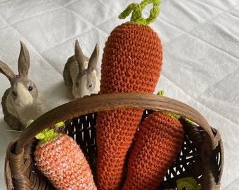 Crochet Carrot Decor, Soft Toy, Easter Prop, Farmhouse Decor