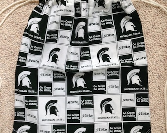Michigan State Drawstring Backpack, MSU Spartans Logo Gym Bag