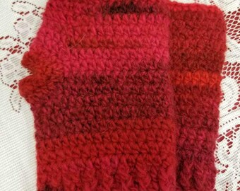 Red Yarn Fingerless Gloves, Women's Winter Hand Warmers