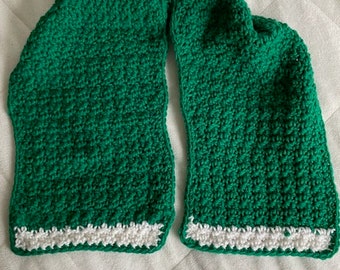 Handmade Crochet Green Scarf, Winter Women's Accessory