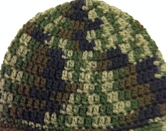 Handmade Crochet Camouflage Beanie, Baby Toddler Hat