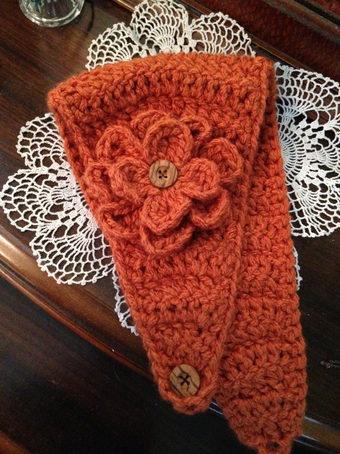Crochet Red Headband With White Flower, Ear Warmer - Etsy