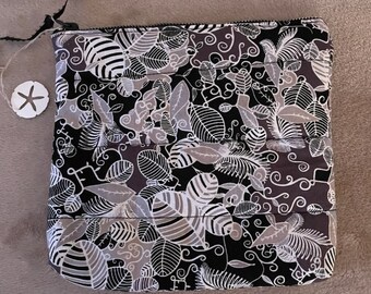 Handmade Quilted Cosmetic Bag, Floral Print Travel Pouch