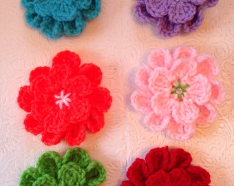 Crochet Flower Clip,  Hair Clip, Hair Accessories, Crocheted Flower Clip On, Flowers, Women Accessories,  Headband Clip On