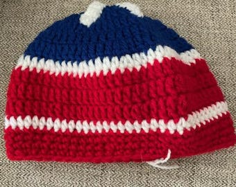 Handmade Crochet Captain America Beanie, Toddler Child Size