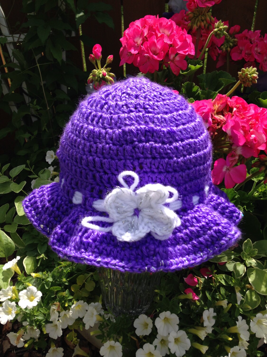 purple floppy hat