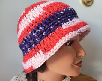 Crochet Patriotic Bucket hat, Red, White and Blue Hat, Sun Hat, U.S.A Birthday Accessories,  Unique Hats, 4th of July Apparel. Team U.S.A