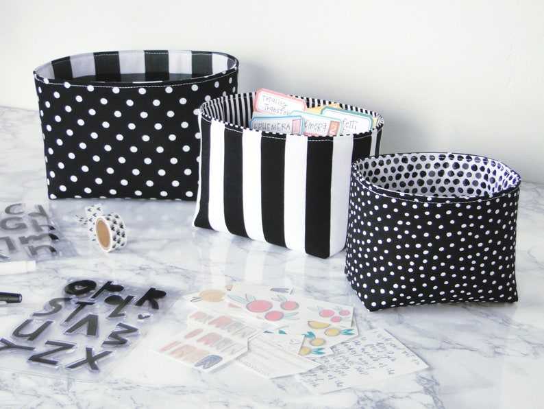 Black And White Desk Organizer Set Birthday Gift Basket Planner Storage Bucket Monochrome Office Accessory Nesting Bins