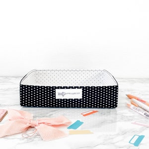 Black and White Polka Dot Home Decor. Modern Monochrome Office Storage. Fabric Storage Bin. Black & White Storage Basket. Shelf Organization