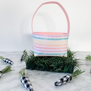 Girl Watercolor Stripe Easter Basket. Gift For Girl Under 25. Personalized Handmade Basket. Pastel Easter Bucket. Rainbow Spring Decor.