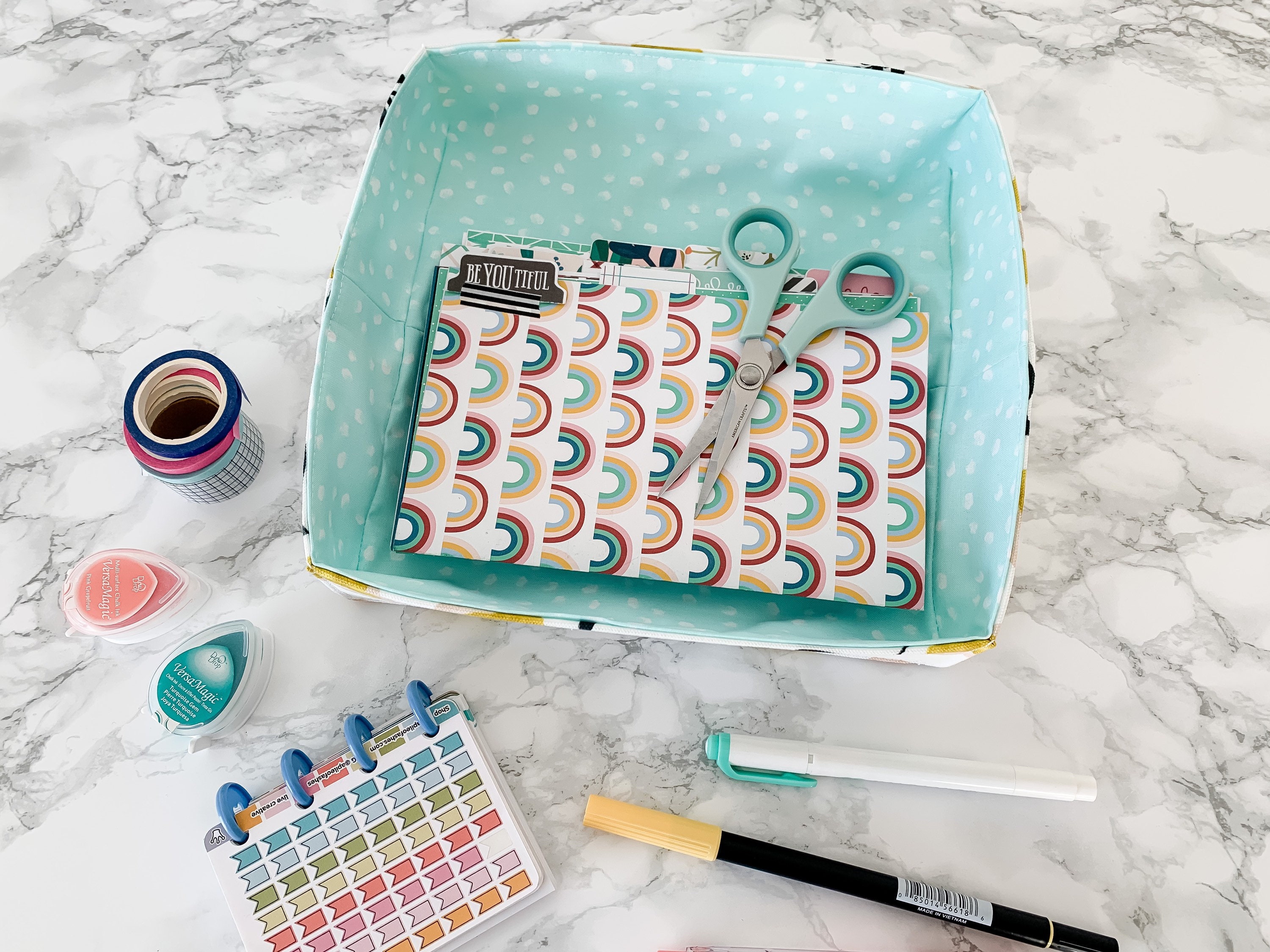 Desk Organizer Tray. Boho Chic Office Decor. Blush Fabric Etsy