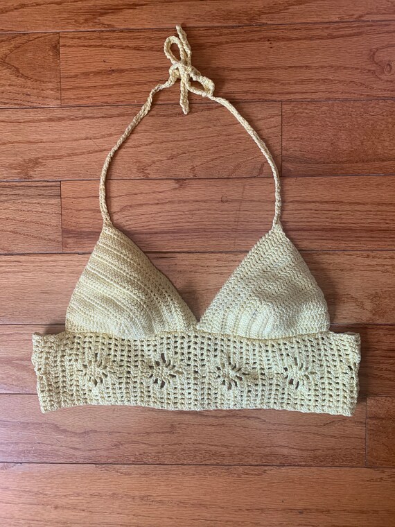 Perfect Yellow Crochet Halter Top